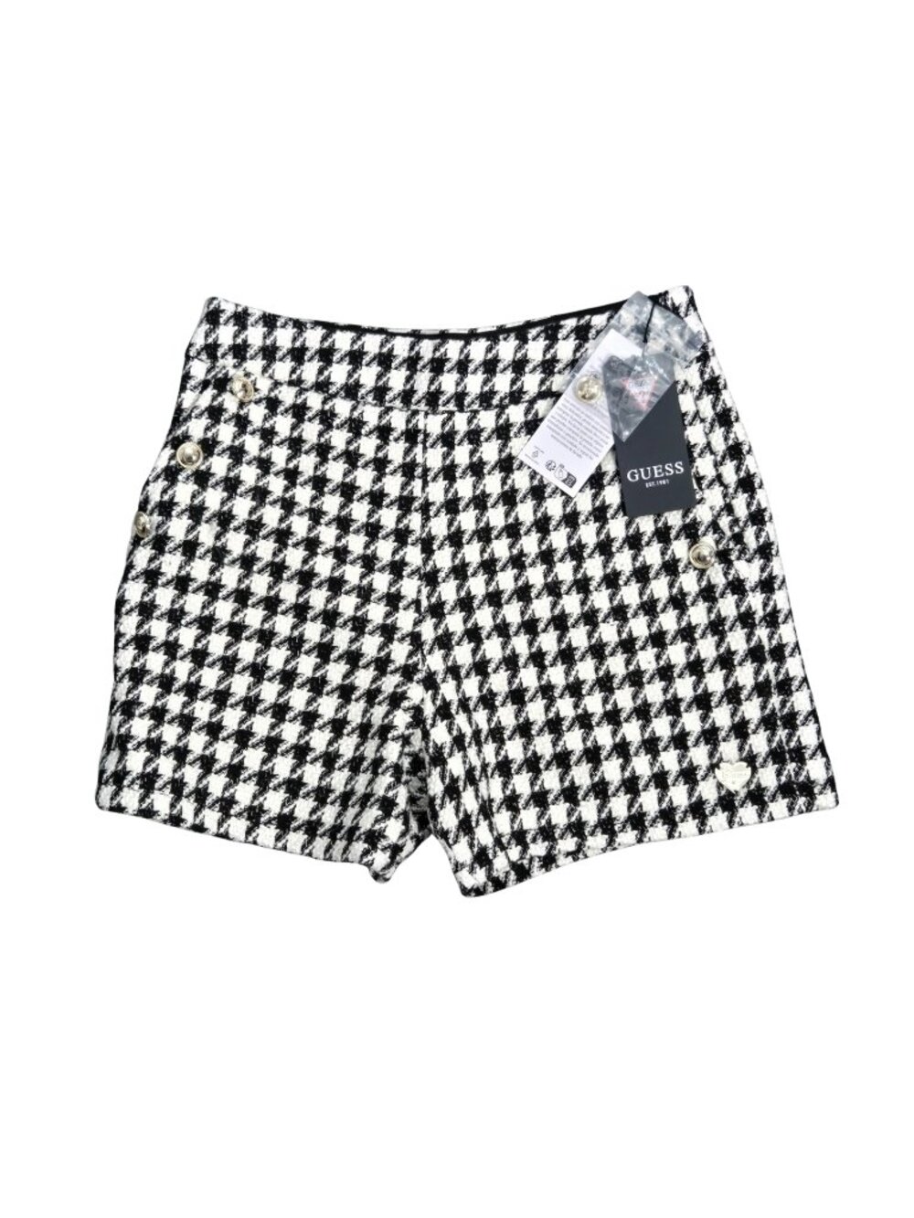 NWT | Guess Kids Black & White Pied De Poule Houndstooth Shorts | Size 8